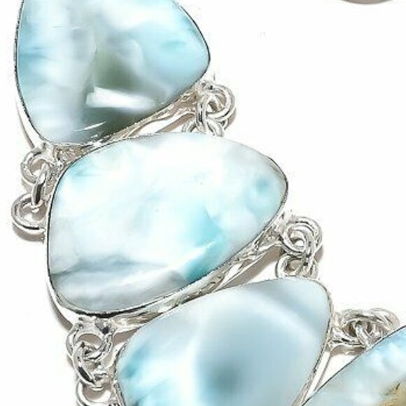 NEW - Caribbean Larimar Handmade Sterling Adjustable Necklace - Picture 4 of 5